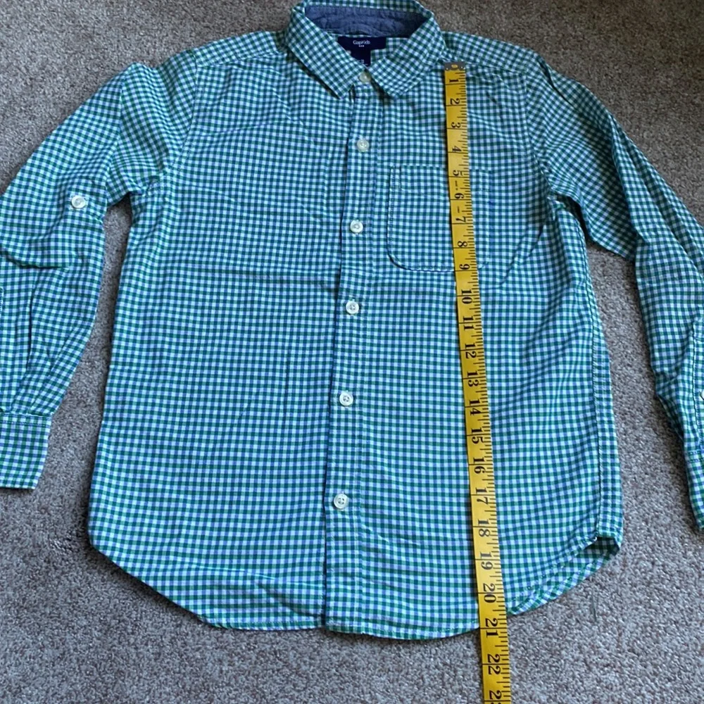GAP Kids long-sleeve button-down gingham shirt size medium, green blue white